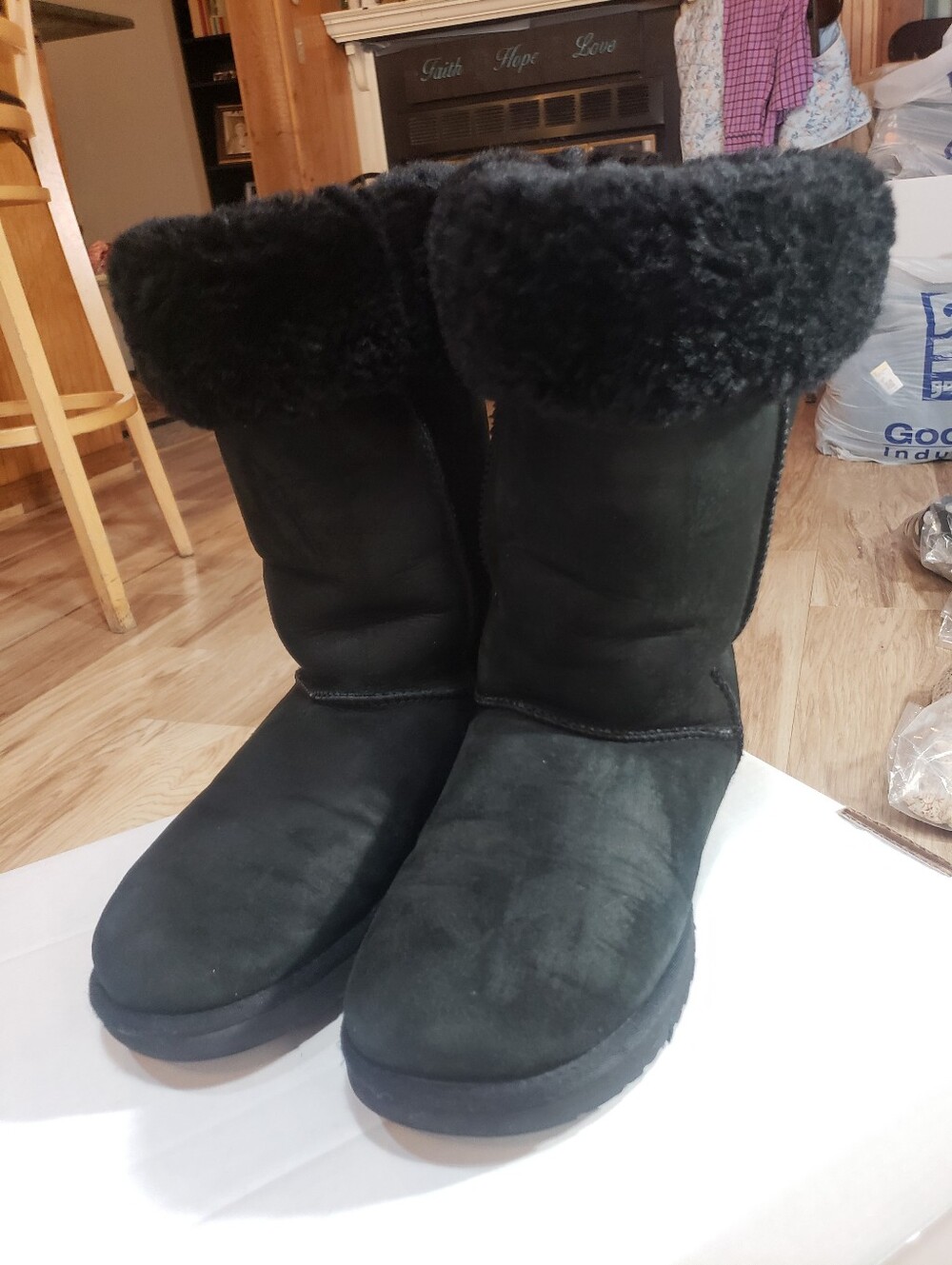 UGG Australia Classic Tall Boot Black Sheepskin Black Suede Shearling Lining 8